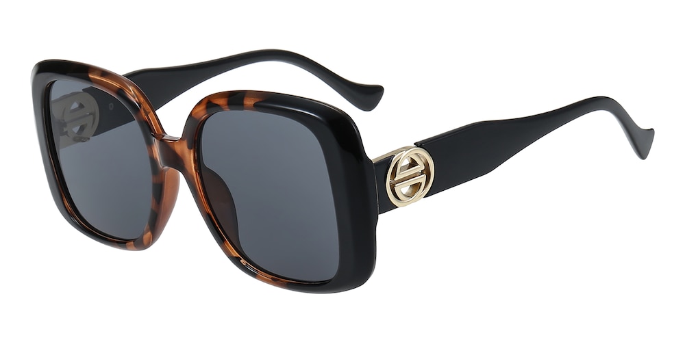 Antonia Black/Tortoise Square Plastic Sunglasses
