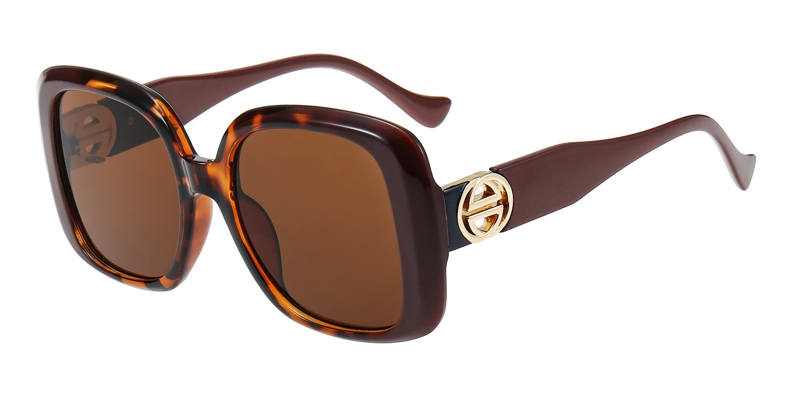 ●TonyScony & PlayasPoetry Antonia Square Tortoise/Brown Sunglasses | Glassesshop