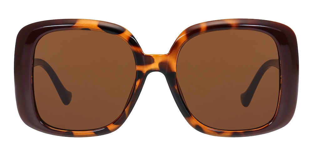 Antonia Tortoise/Brown Square Plastic Sunglasses