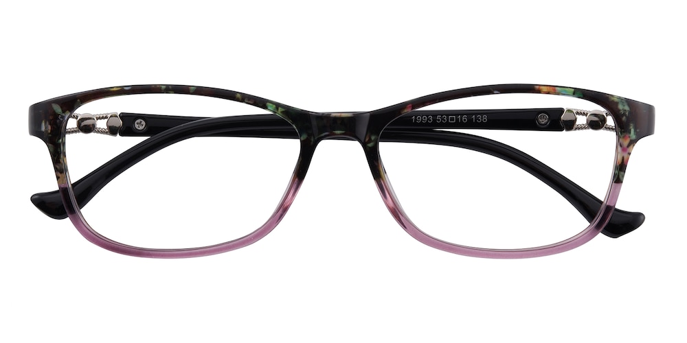Erin Floral/Purple Rectangle Plastic Eyeglasses