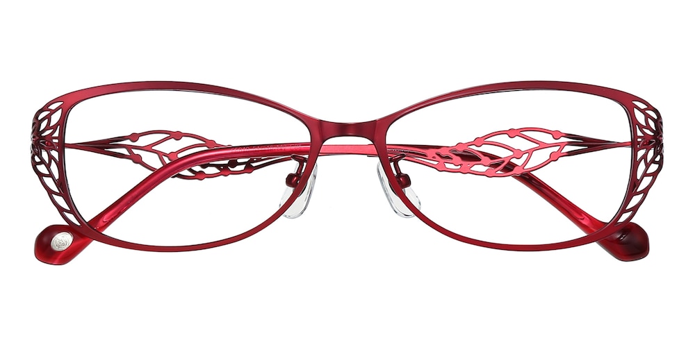 Gina Red Oval Metal Eyeglasses