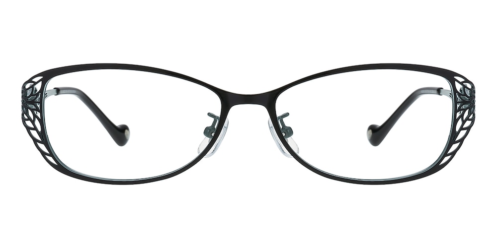 Gina Black Oval Metal Eyeglasses