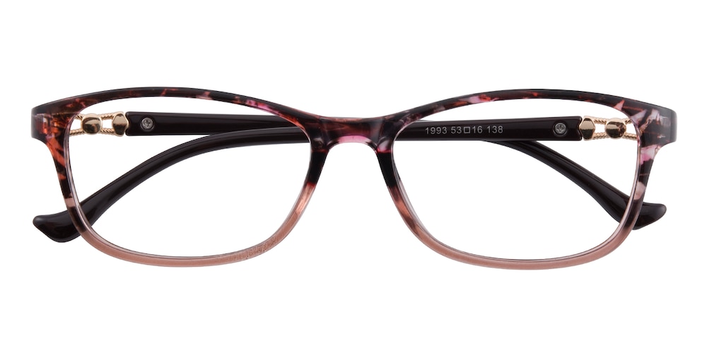 Erin Floral/Brown Rectangle Plastic Eyeglasses