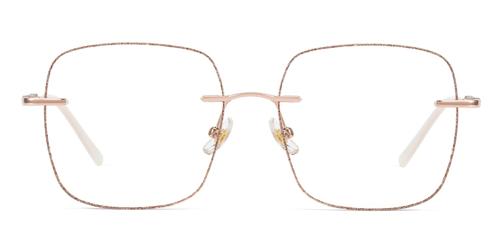 Elizabeth Rose Gold Square Metal Eyeglasses