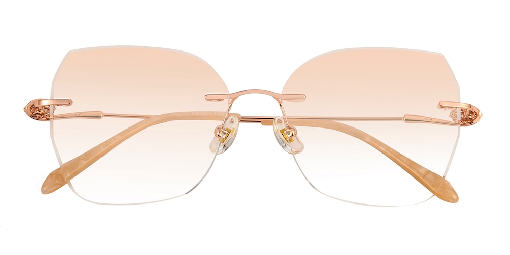 Faithe Rose Gold Cat Eye Metal Eyeglasses