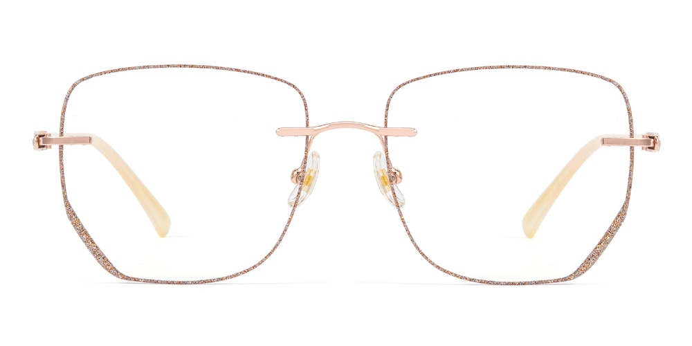 Ingrid Rose Gold Polygon Metal Eyeglasses