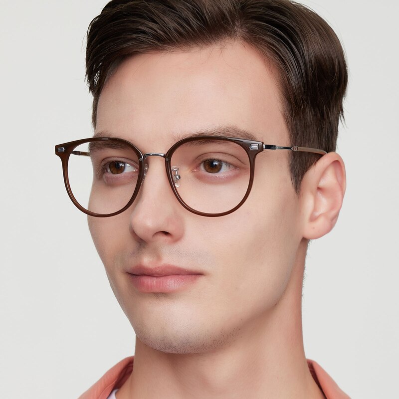 Kalamazoo Round Brown/Silver Eyeglasses