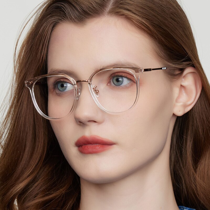 Kalamazoo Round Crystal/Rose Gold Eyeglasses
