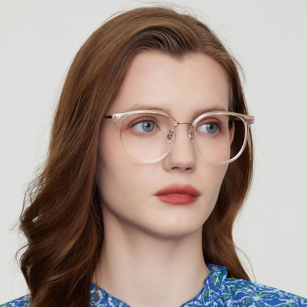 Kalamazoo Round Crystal/Rose Gold Eyeglasses
