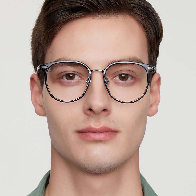 Kalamazoo Round Black/Silver Eyeglasses