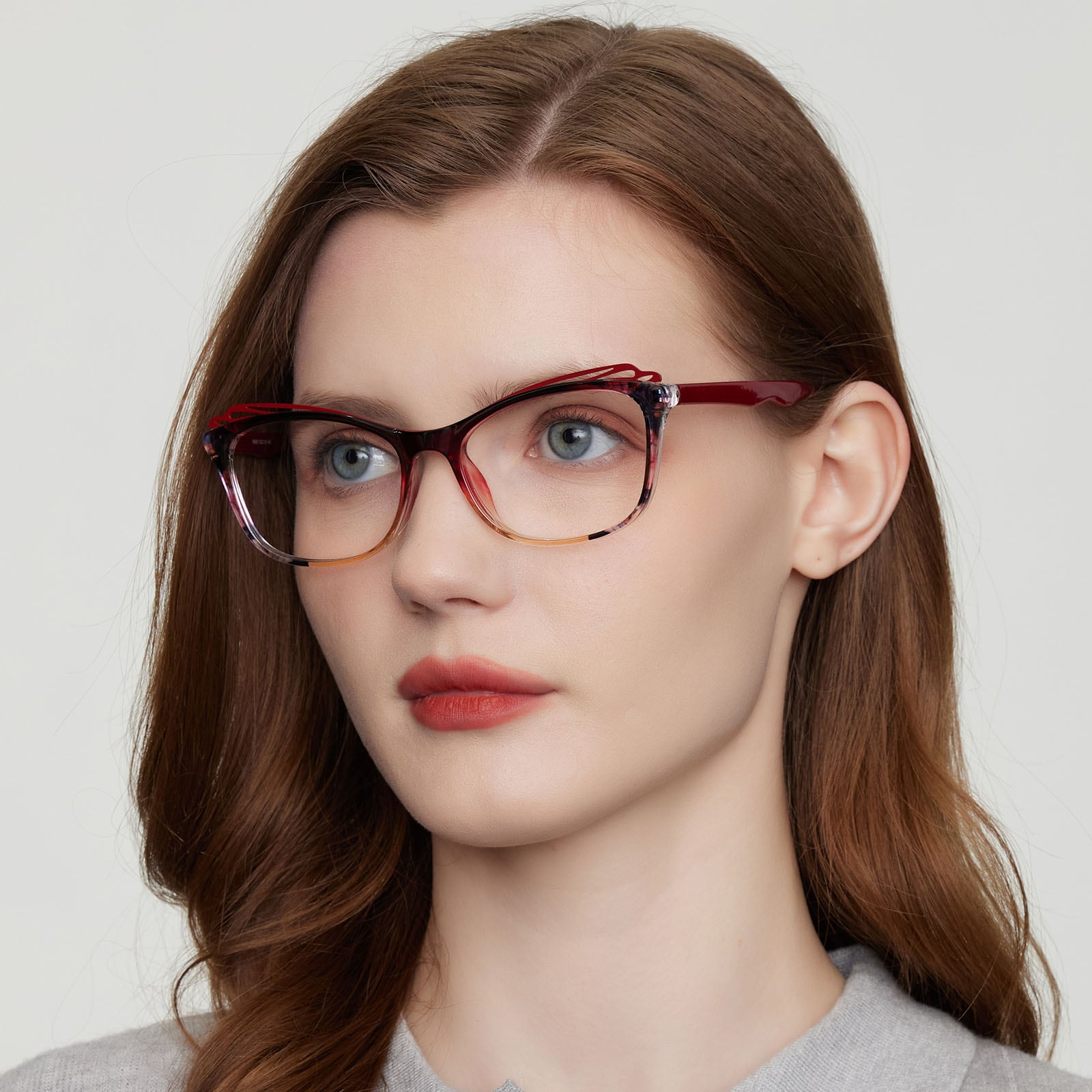 Cat Eye Eyeglasses, Full Frame Burgundy/Floral TR90 - FP2527