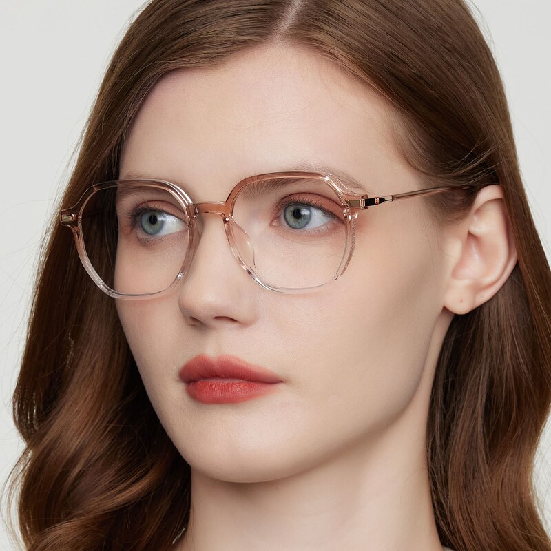 Harriet Polygon Champagne Eyeglasses