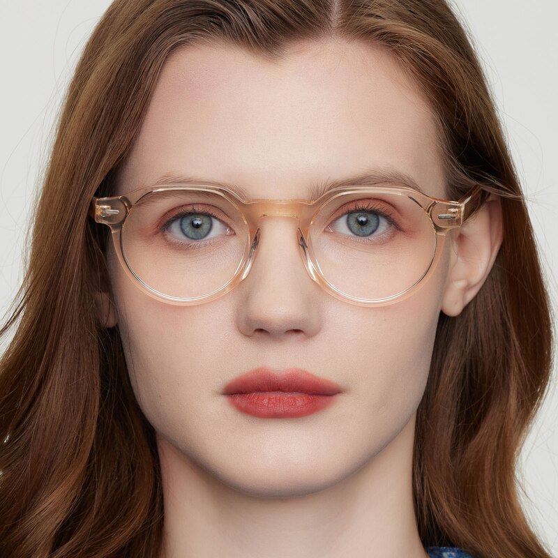 Ames Round Light Orange Full-Frame Acetate Eyeglasses | GlassesShop