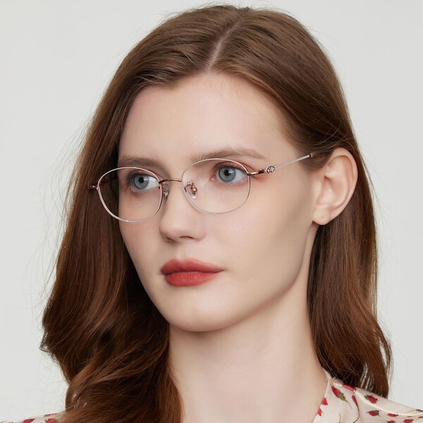 Drusilla Oval - White/Rose Gold Eyeglasses