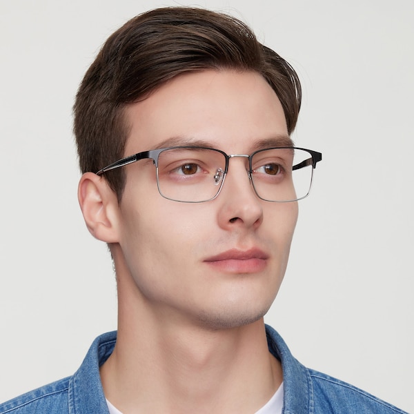 Daniel Rectangle - Black/Silver Eyeglasses