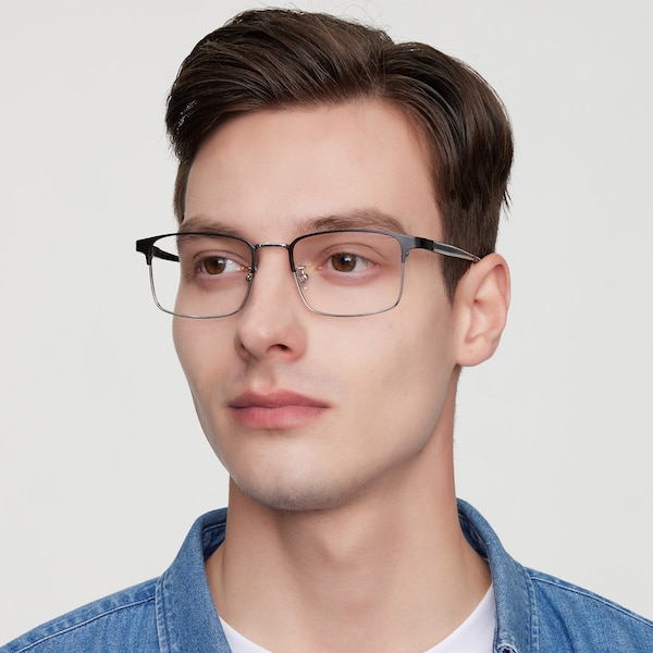 Daniel Rectangle - Black/Silver Eyeglasses