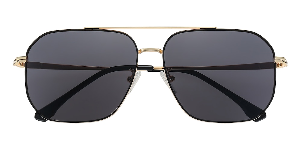 Dempsey Black/Golden Aviator Metal Sunglasses