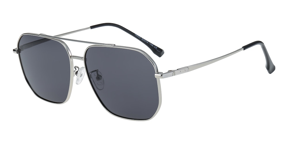 Dempsey Silver Aviator Metal Sunglasses