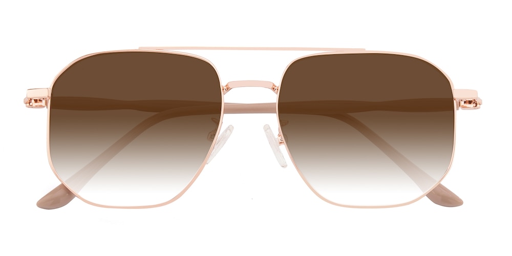 Carson Rose Gold/Champagne Aviator Metal Sunglasses