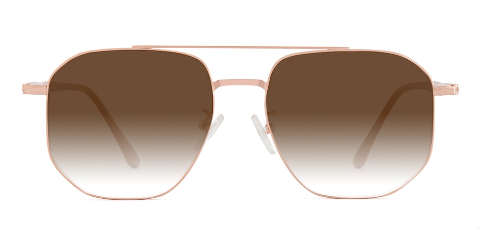 Carson Rose Gold/Champagne Aviator Metal Sunglasses