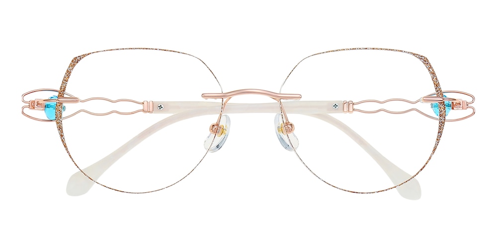 Hibiscus Rose Gold Cat Eye Metal Eyeglasses