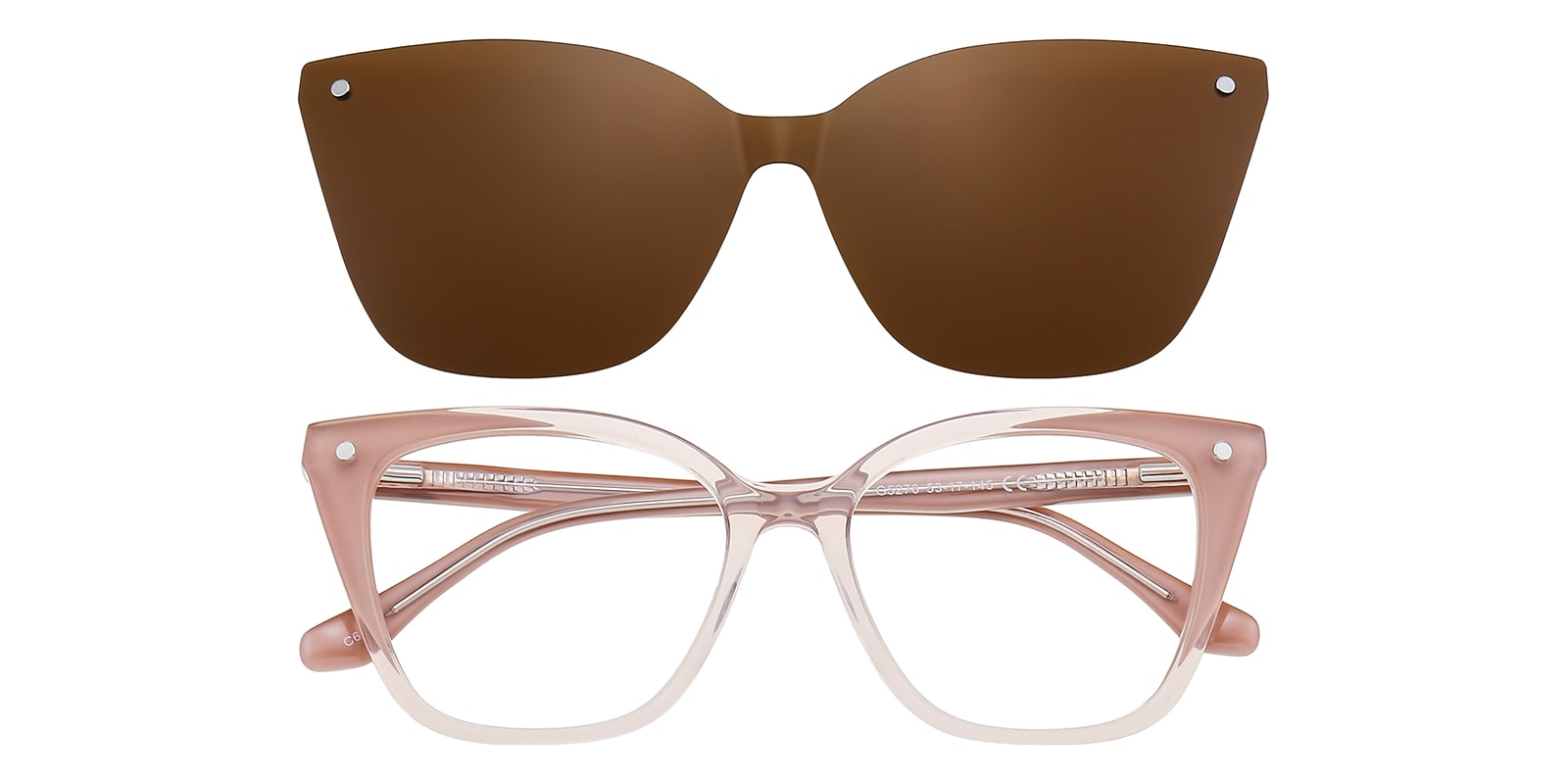 Kent Cat Eye Clear/Pink Eyeglasses with Clip-on Sunglasses