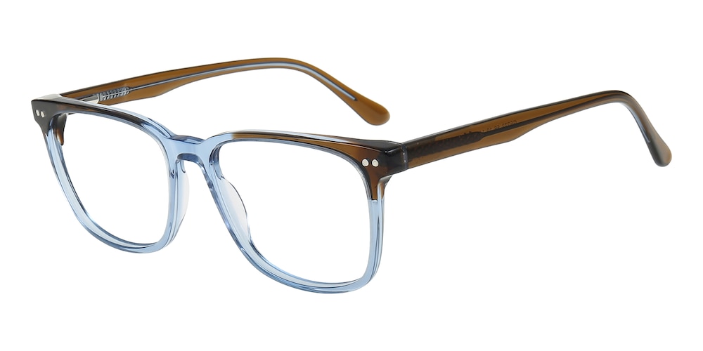 Palm Blue/Brown Rectangle Acetate Eyeglasses