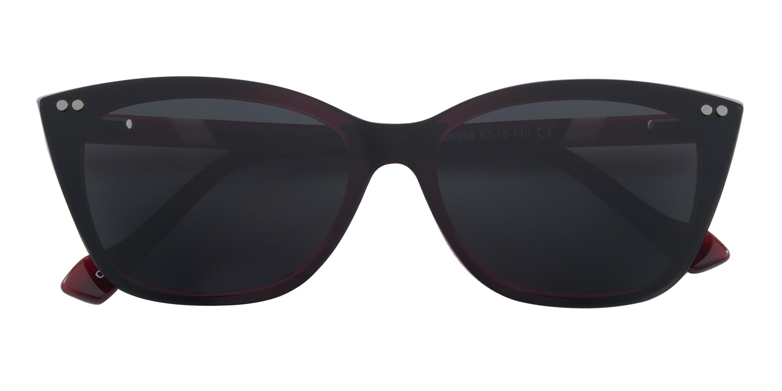 Jeremiah Cat Eye Burgundy Eyeglasses with Clip-on Sunglasses