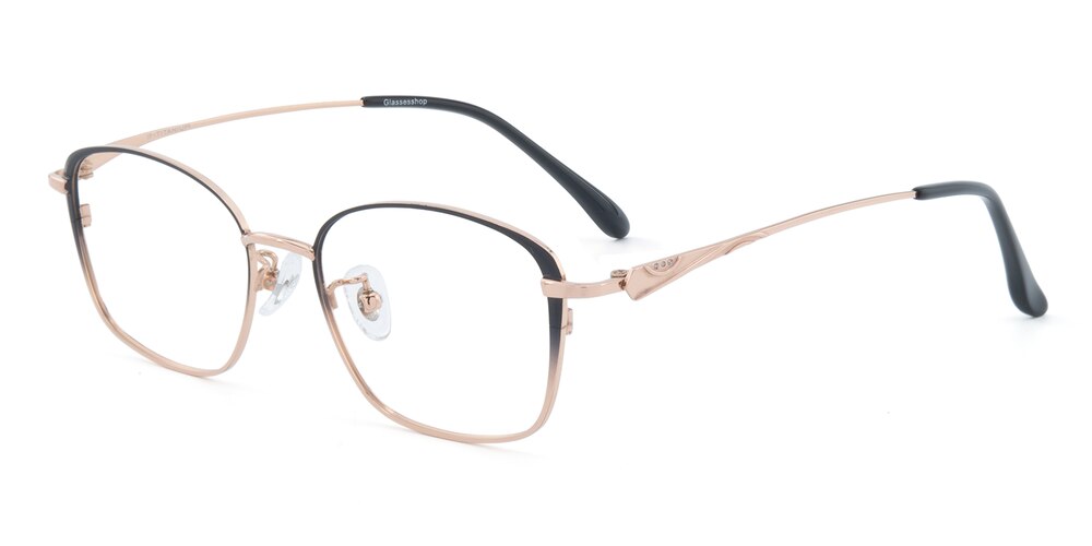 Celina Black/Rose Gold Oval Titanium Eyeglasses