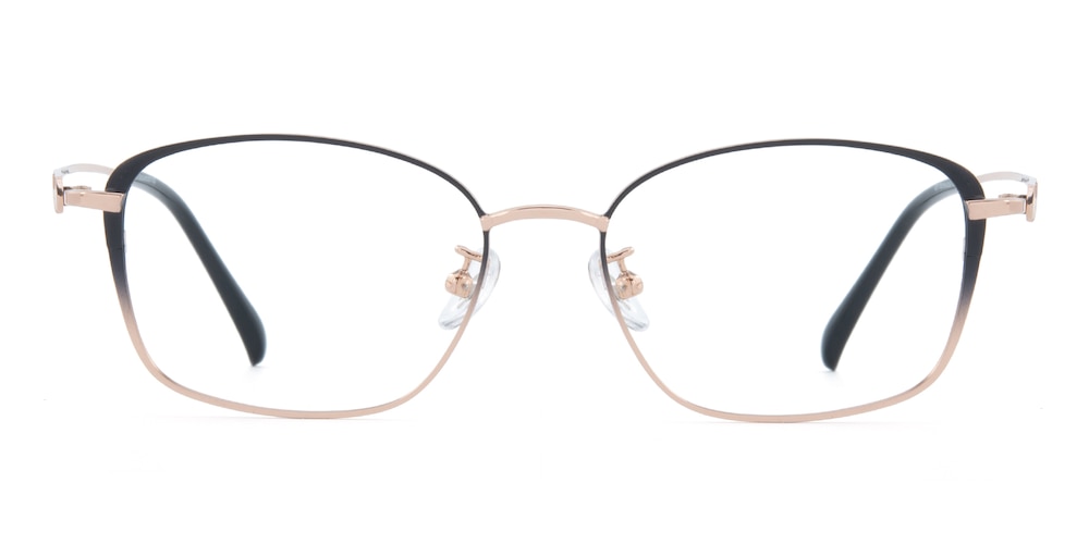 Celina Black/Rose Gold Oval Titanium Eyeglasses