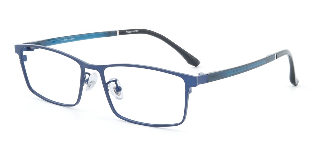 Isaac Blue Rectangle Titanium Eyeglasses