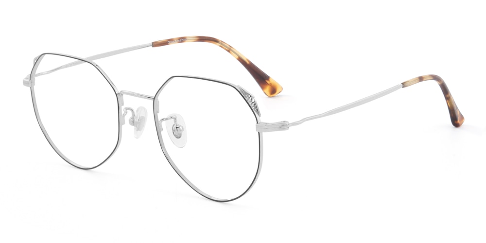 Elaine Black/Silver Cat Eye Titanium Eyeglasses