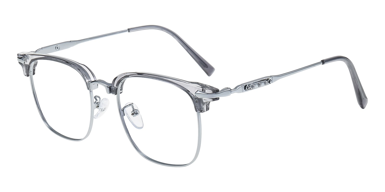 Nicky Rectangle,Browline Silver/Gray Eyeglasses | Glassesshop