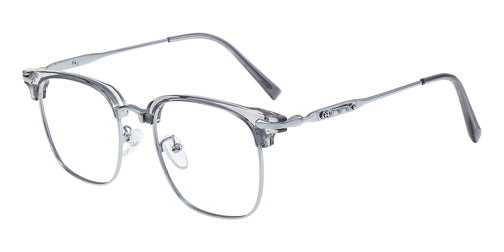 Nicky Silver/Gray Rectangle Acetate Eyeglasses