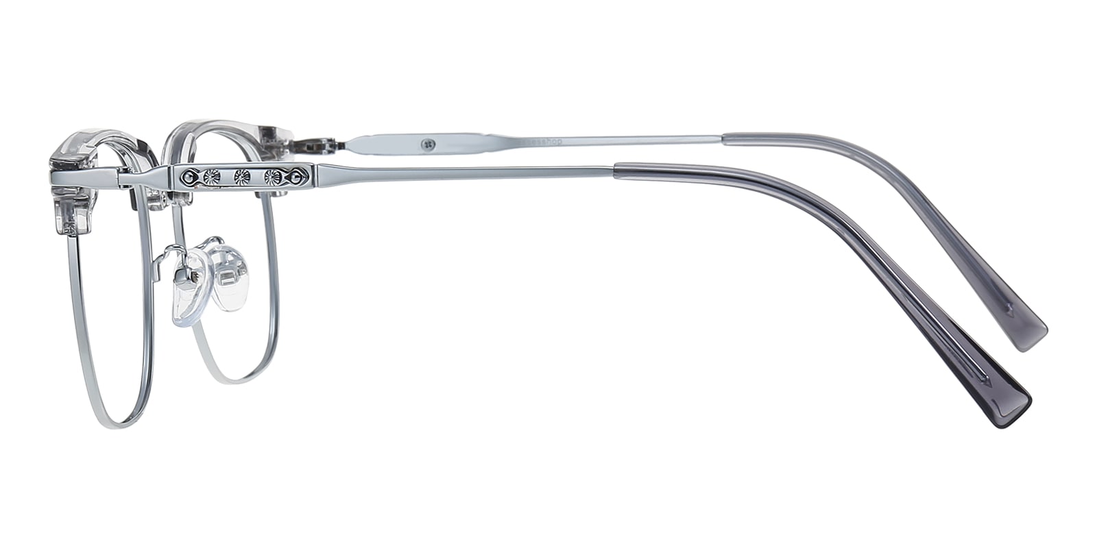 Nicky Rectangle,Browline Silver/Gray Eyeglasses | Glassesshop