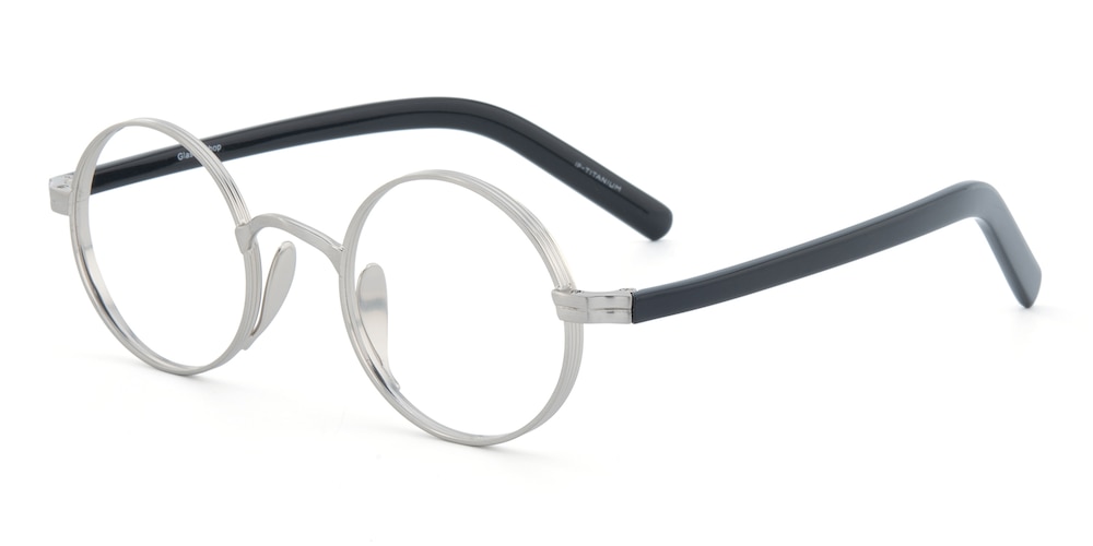 Harold Gunmetal/Black Round Acetate Eyeglasses
