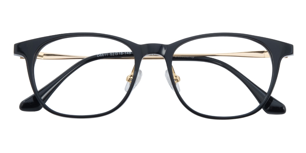 Gladia Black/Golden Oval Acetate Eyeglasses