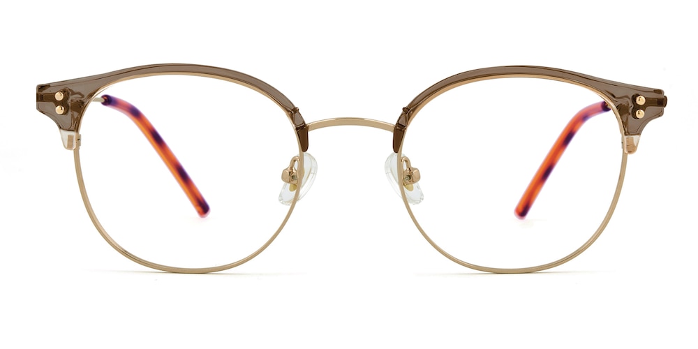 Muskegon Rose Gold/Brown Round Metal Eyeglasses