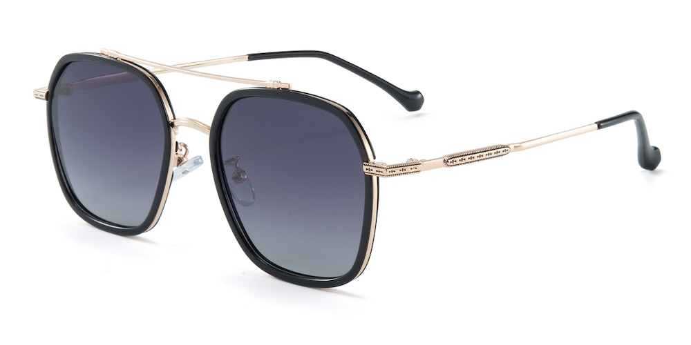 Fayetteville Black/Golden Aviator TR90 Sunglasses