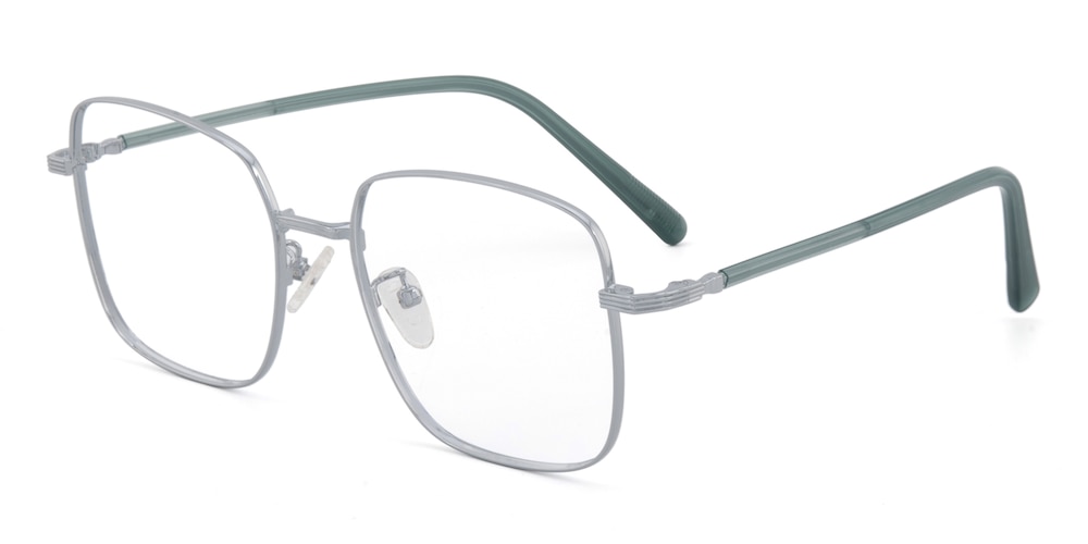 Adale Silver/Lagoon/blue Square Metal Eyeglasses