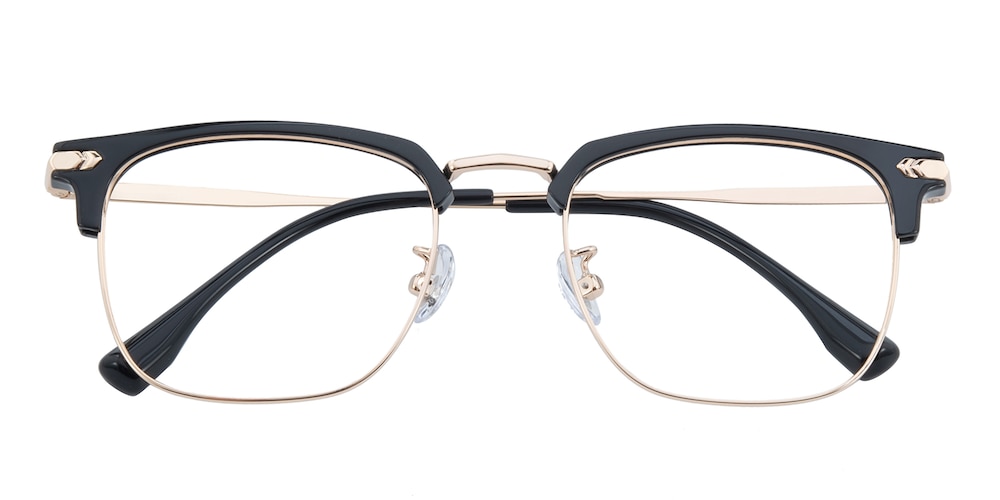 Cicero Black/Rose Gold Rectangle Metal Eyeglasses