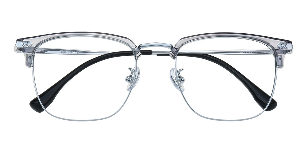 Cicero Crystal/Silver Rectangle Metal Eyeglasses