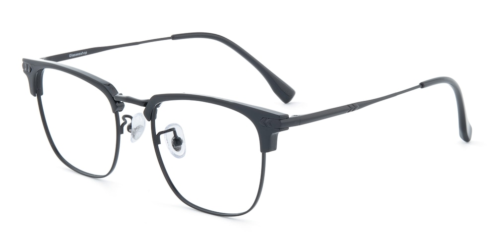 Cicero Black Rectangle Metal Eyeglasses
