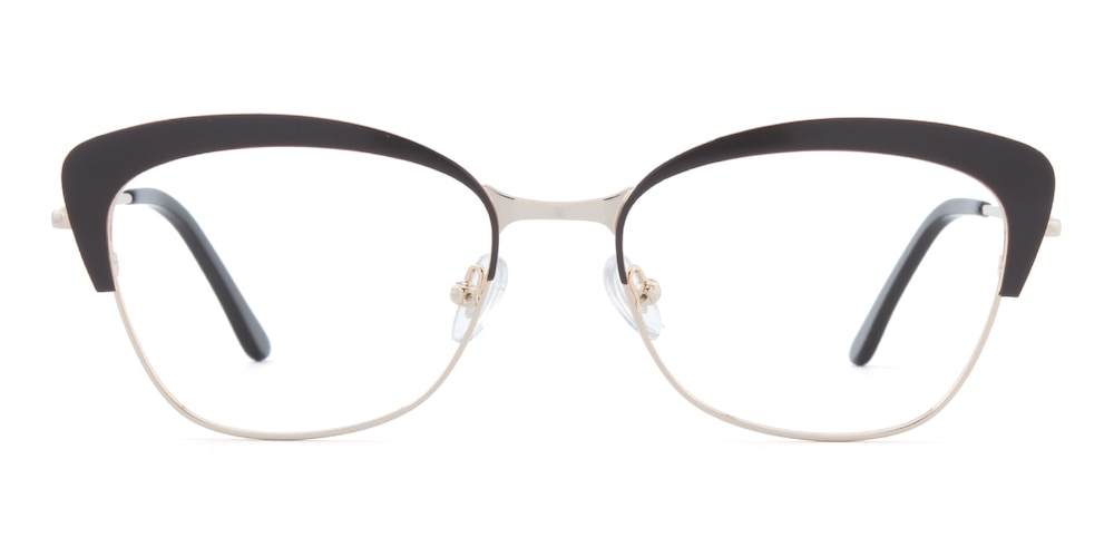 Madge Brown/Golden Cat Eye Metal Eyeglasses
