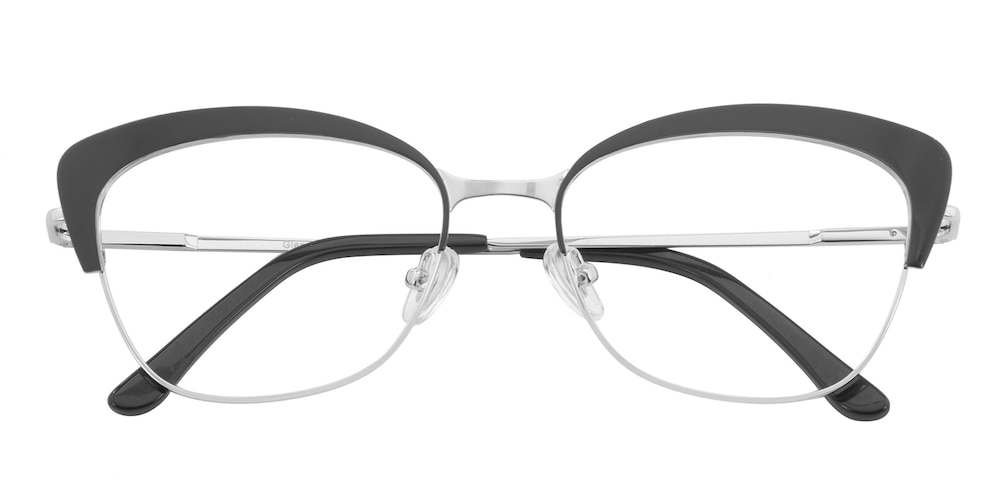 Madge Black/Silver Cat Eye Metal Eyeglasses