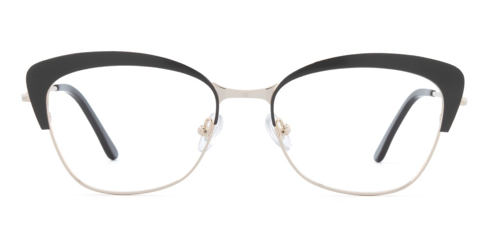 Madge Black/Golden Cat Eye Metal Eyeglasses