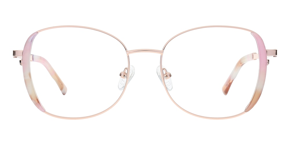 Leona Rose Gold/Pink Floral Oval Acetate Eyeglasses