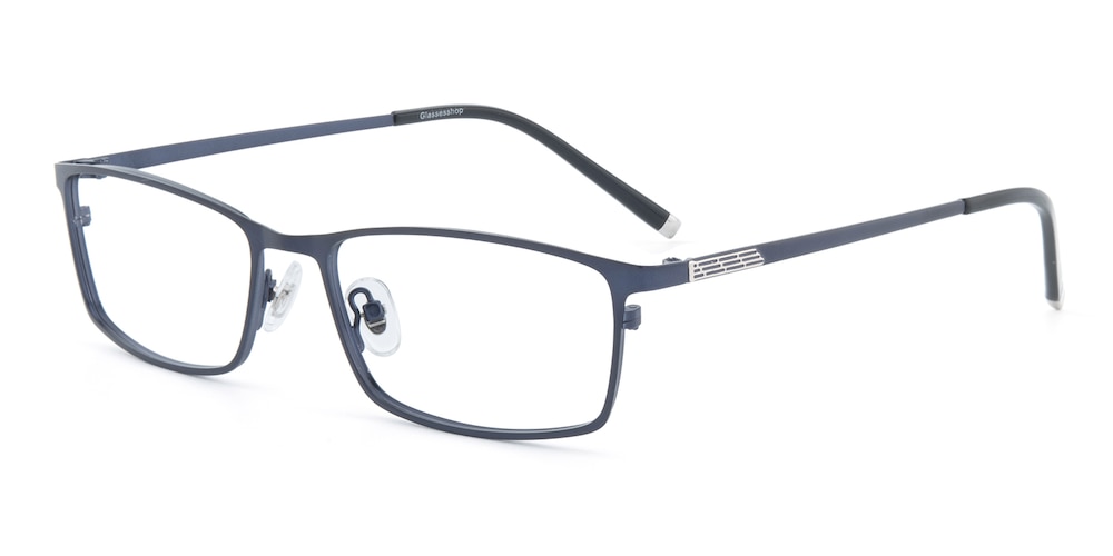 Belloc Blue Rectangle Metal Eyeglasses