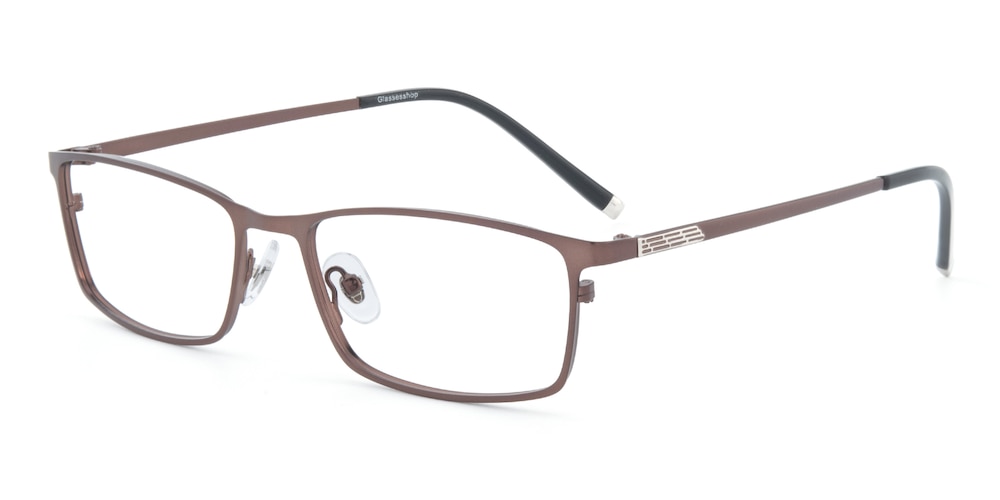 Belloc Brown Rectangle Metal Eyeglasses