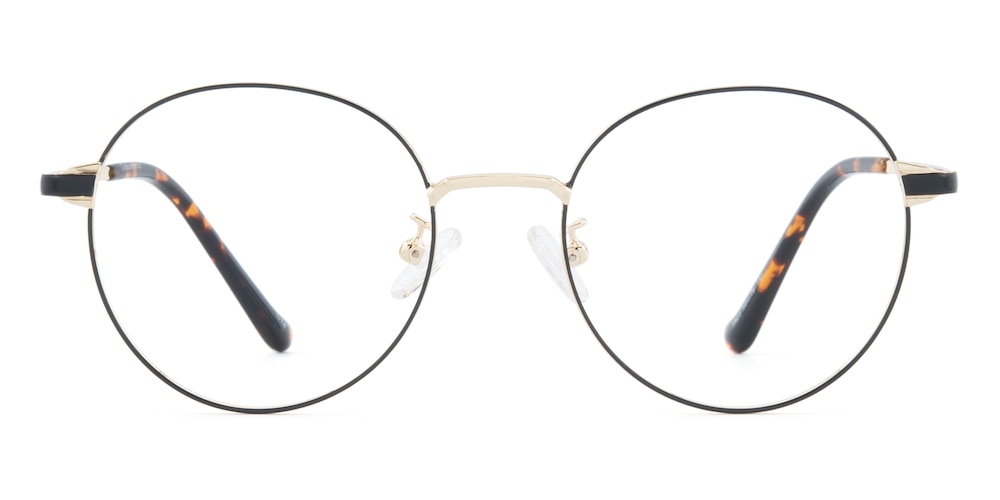 Bruce Black/Golden Oval Metal Eyeglasses